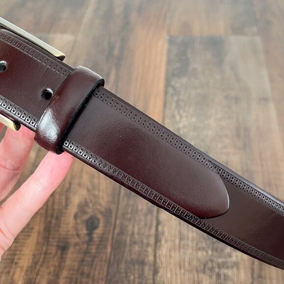 Joseph Abboud Leather Dress Belt Edge Detail Handcrafted in Italy Size 38 Brown - Picture 4 of 14